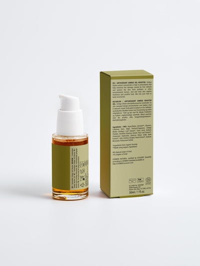 Ginkgo antioxidant gel booster in clear bottle